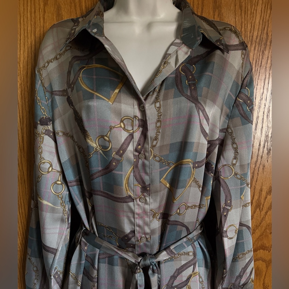 Lauren Ralph Lauren Plaid Midi Dress - Blue and Brown - Picture 6 of 16